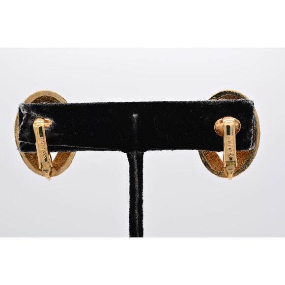 Sarah Cov Vintage Crystal Clip Earrings Chocolate Rhinestone Gold Signed BinAV - Picture 10 of 12